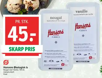 SPAR Hansens økologisk is tilbud