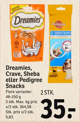 Dreamies, crave, sheba eller pedigree snacks