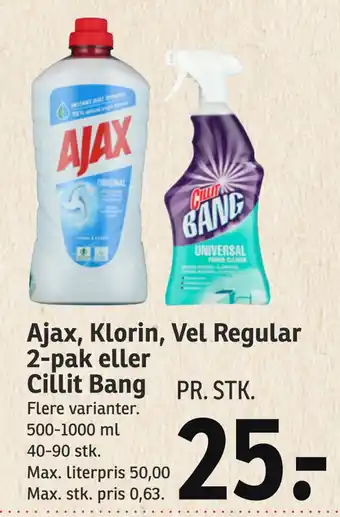 SPAR Ajax, klorin, vel regular 2-pak eller cillit bang tilbud