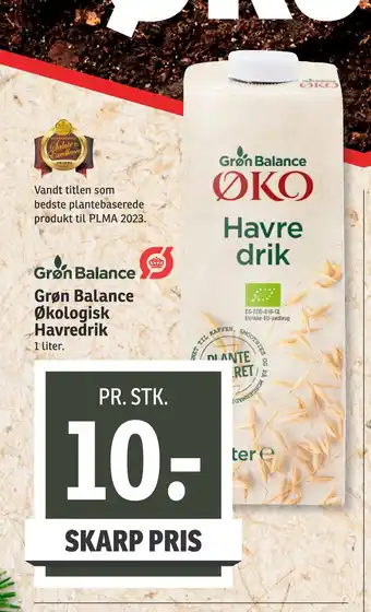 SPAR Grøn balance økologisk havredrik tilbud