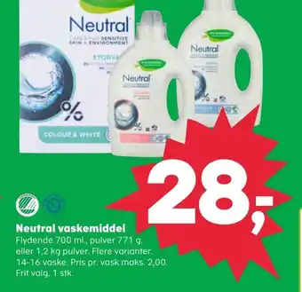 SuperBrugsen Neutral vaskemiddel tilbud