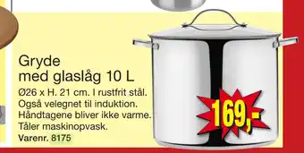 Harald Nyborg Gryde med glaslåg 10 l tilbud