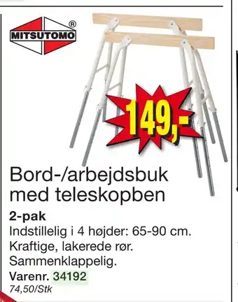Harald Nyborg Bord-/arbejdsbuk med teleskopben tilbud