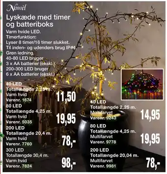 Harald Nyborg Lyskæde med timer og batteriboks tilbud