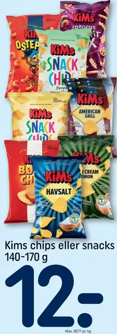 REMA 1000 Kims chips eller snacks 140-170 g tilbud