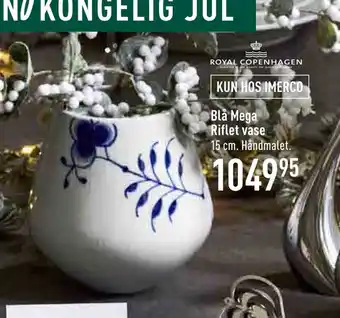 Imerco Blå mega riflet vase tilbud
