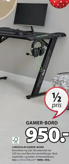 JYSK LINDHOLM GAMER-BORD tilbud