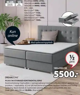JYSK PLUS C40 STORAGE KONTINENTALSENG tilbud