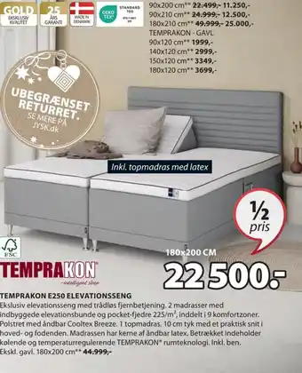 JYSK TEMPRAKON E250 ELEVATIONSSENG tilbud
