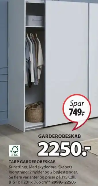 JYSK TARP GARDEROBESKAB tilbud
