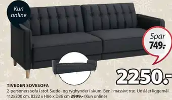 JYSK TIVEDEN SOVESOFA tilbud