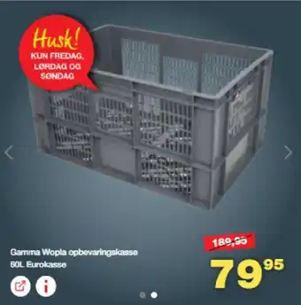 Bauhaus Gamma Wopla opbevaringskasse 60L. Eurokasse tilbud