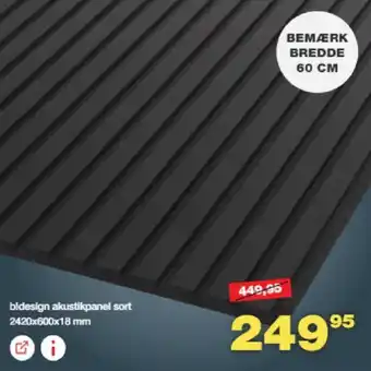 Bauhaus Bldesign akustikpanel sort 2420x600x18 mm tilbud