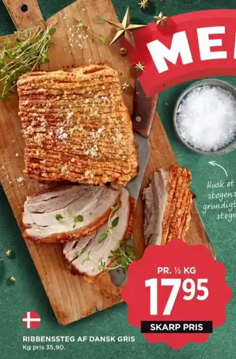 MENY RIBBENSSTEG AF DANSK GRIS tilbud