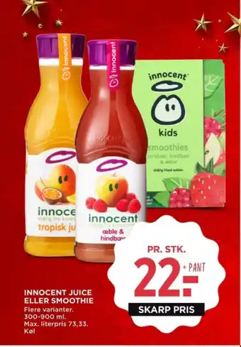 MENY INNOCENT JUICE ELLER SMOOTHIE tilbud