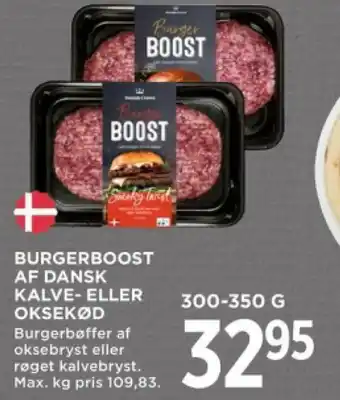 MENY BURGERBOOST AF DANSK KALVE- ELLER OKSEKØD tilbud