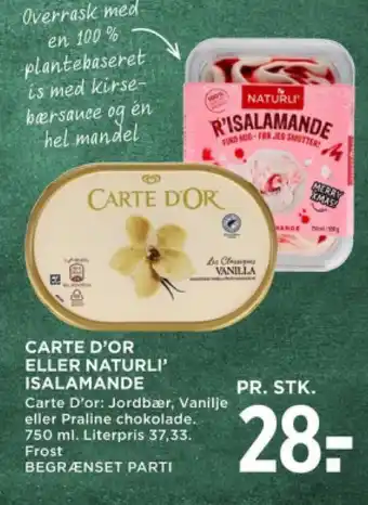 MENY CARTE D'OR ELLER NATURLI' ISALAMANDE tilbud