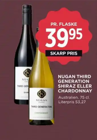 MENY NUGAN THIRD GENERATION SHIRAZ ELLER CHARDONNAY tilbud