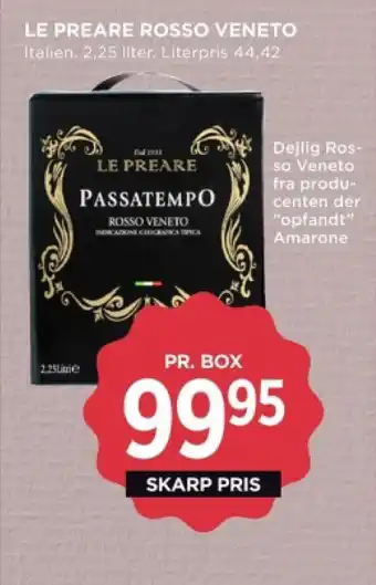 MENY LE PREARE ROSSO VENETO tilbud