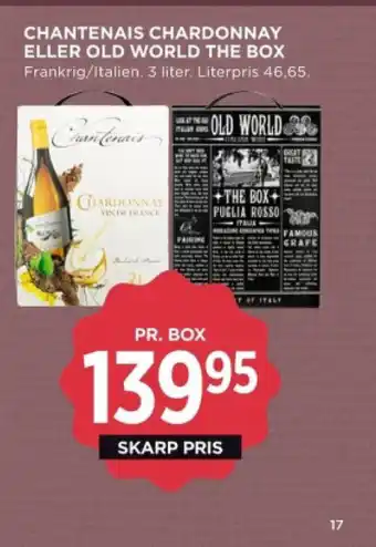 MENY CHANTENAIS CHARDONNAY ELLER OLD WORLD THE BOX tilbud