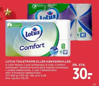 MENY LOTUS TOILETPAPIR ELLER KØKKENRULLER tilbud