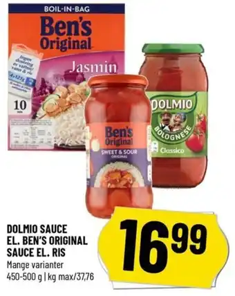 Løvbjerg DOLMIO SAUCE EL. BEN'S ORIGINAL SAUCE EL. RIS tilbud