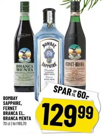 Løvbjerg BOMBAY SAPPHIRE, FERNET BRANCA EL. BRANCA MENTA tilbud