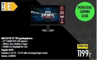 Elgiganten MSI G274F 27" IPS gamingskærm tilbud