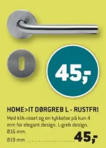 XL-BYG HOME>IT DØRGREB L - RUSTFRI tilbud