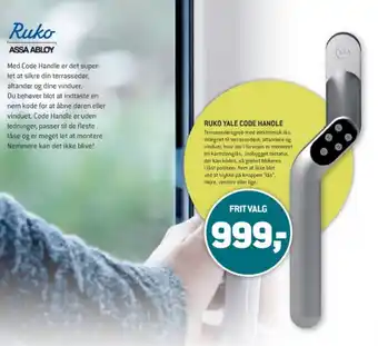 XL-BYG RUKO YALE CODE HANDLE tilbud