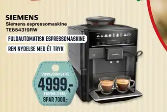 Skousen Siemens espressomaskine te654319rw tilbud
