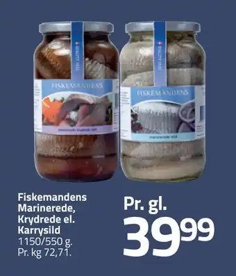 Fleggaard Fiskemandens marinerede, krydrede el. karrysild tilbud