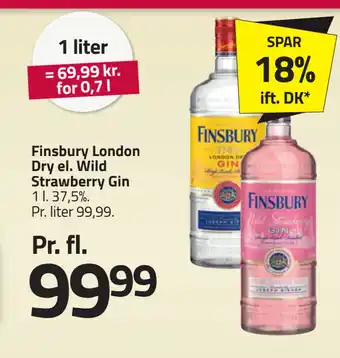 Fleggaard Finsbury london dry el. wild strawberry gin tilbud