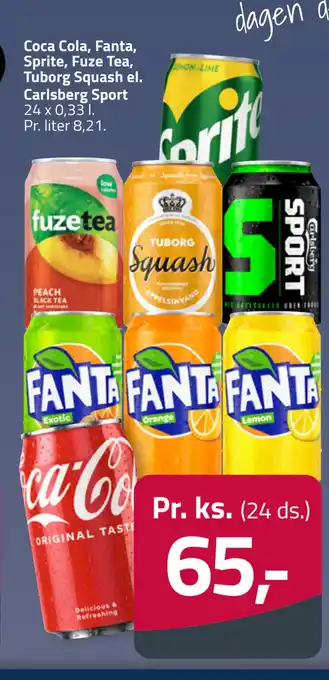 Fleggaard Coca cola, fanta, sprite, fuze tea, tuborg squash el. carlsberg sport tilbud