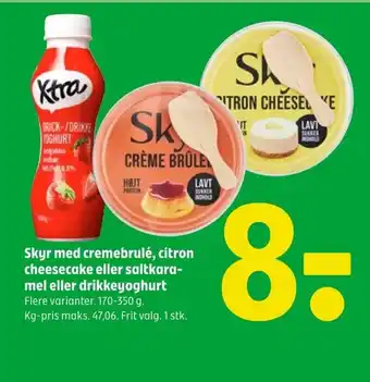 Coop 365 Skyr med cremebrulé, citron cheesecake eller saltkara-mel eller drikkeyoghurt tilbud