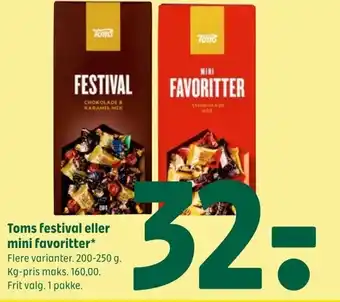 Coop 365 Toms festival eller mini favoritter tilbud
