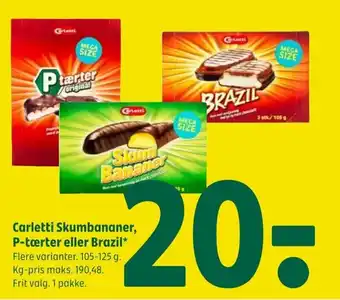 Coop 365 Carletti Skumbananer, P-tærter eller Brazil tilbud