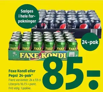 Coop 365 Faxe Kondi eller Pepsi 24-pak tilbud