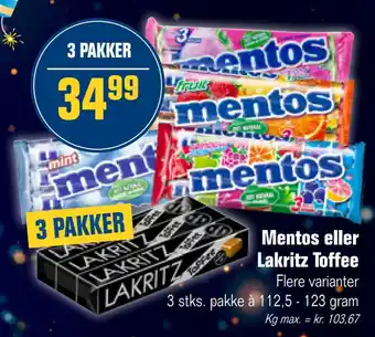 Otto Duborg Mentos eller lakritz toffee tilbud
