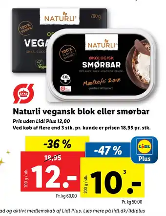 Lidl Naturli vegansk blok eller smørbar tilbud