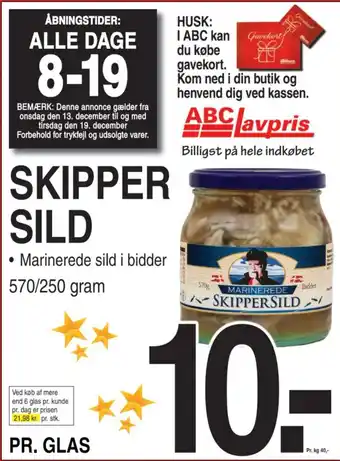 ABC Lavpris SKIPPER SILD • Marinerede sild i bidder tilbud