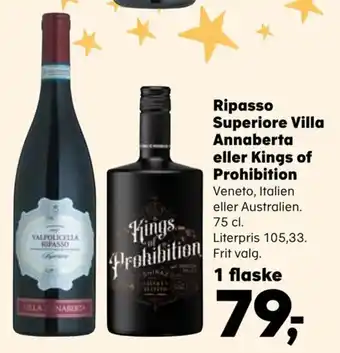 Kvickly Ripasso Superiore Villa Annaberta eller Kings of Prohibition tilbud