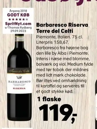 Kvickly Barbaresco Riserva Terre del Celti tilbud