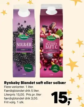 Kvickly Rynkeby Blandet saft eller solbær tilbud