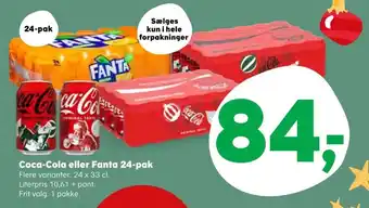 Kvickly Coca-Cola eller Fanta 24-pak tilbud