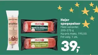 Kvickly Højer spegepølser tilbud