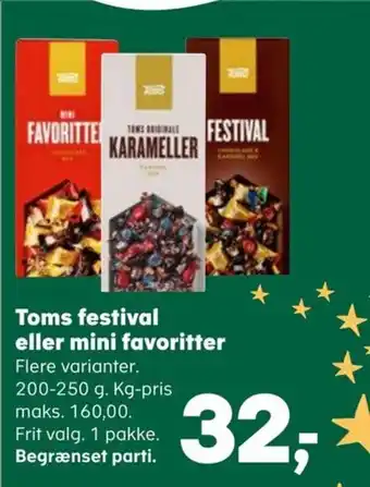 Kvickly Toms festival eller mini favoritter tilbud