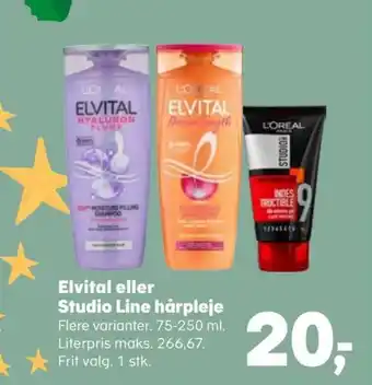 Kvickly Elvital eller Studio Line hårpleje tilbud
