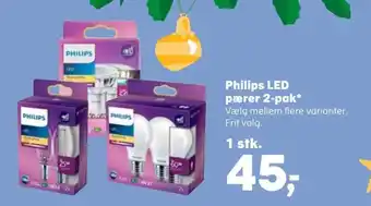 Kvickly Philips LED pærer 2-pak* tilbud