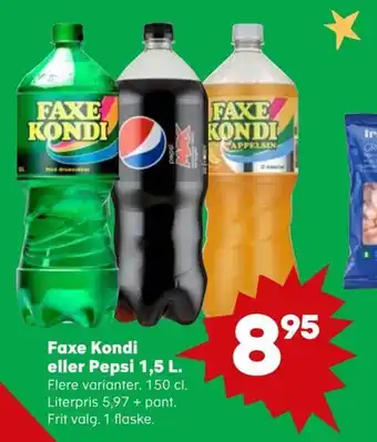 SuperBrugsen Faxe Kondi eller Pepsi 1,5 L. tilbud